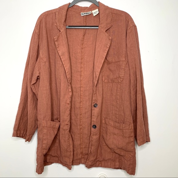 Sunbelt Linen Burnt Mauve Pink Button Up Blouse Medium - Picture 4 of 5